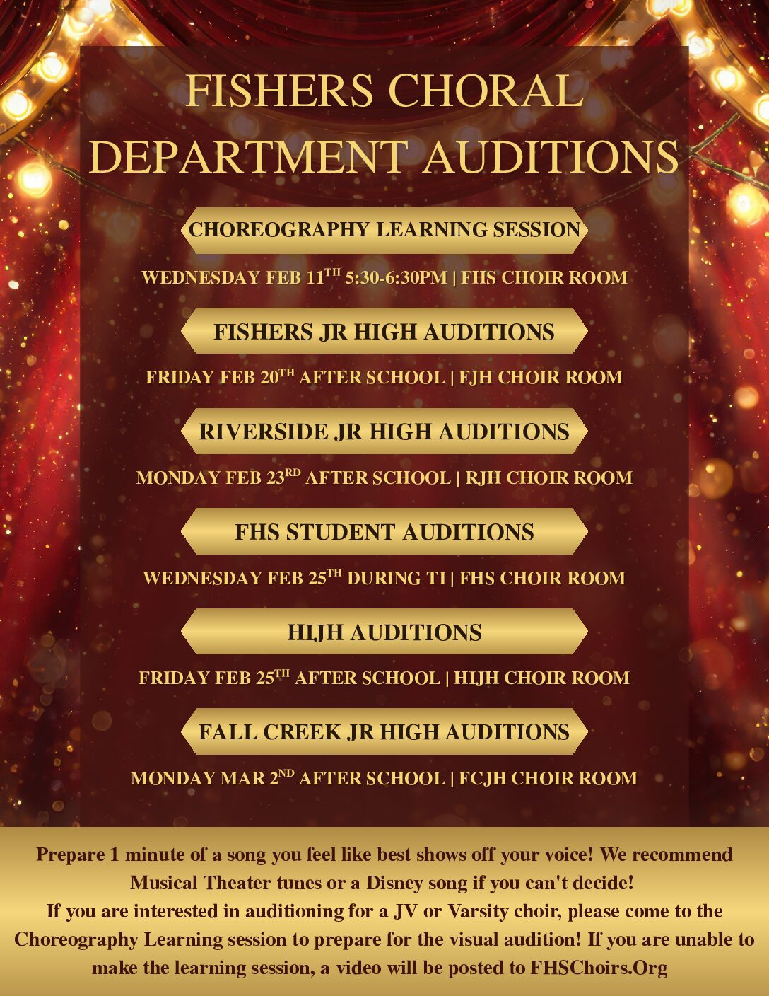 Fishers Choral Department 2026-27 Auditions